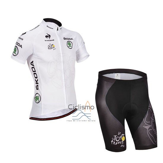 Tour DE Francia Ropa Ciclismo Culotte Corto 2014 Hombre Mangas Cortas Blanco